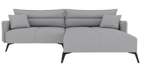 ECKSOFA  in Cord Hellgrau  253/180 cm  - Hellgrau/Schwarz, KONVENTIONELL, Textil/Metall (253/180cm) - Carryhome