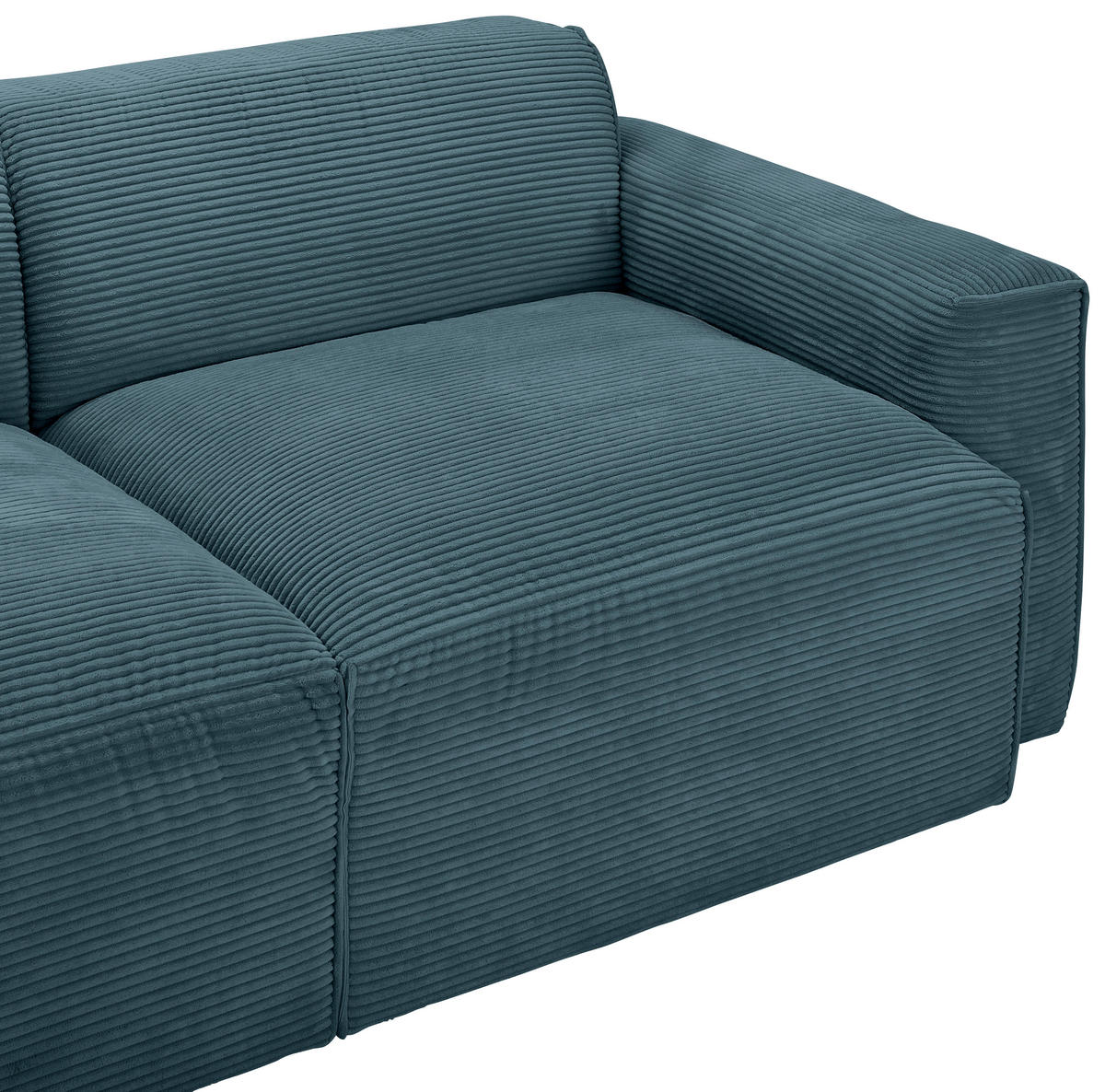 ECKSOFA in Cord Petrol  - Petrol/Schwarz, Design, Kunststoff/Textil (303/196cm) - Livetastic