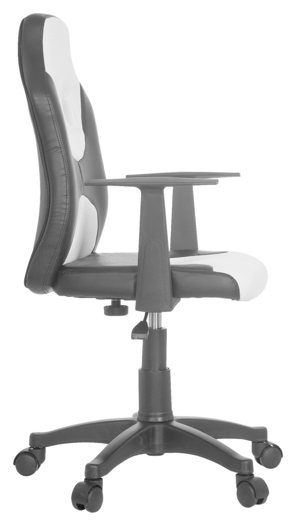 JUGENDDREHSTUHL Schwarz, Weiß  - Schwarz/Weiß, Basics, Kunststoff (54/90-100/48cm) - MID.YOU