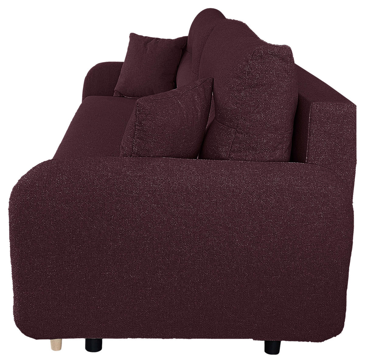 SCHLAFSOFA Flachgewebe Aubergine  - Aubergine/Schwarz, Design, Holz/Kunststoff (206/88/93cm) - MID.YOU