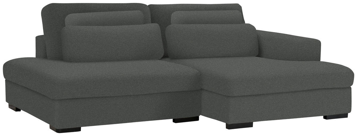 ECKSOFA in Chenille Anthrazit  - Anthrazit/Schwarz, Design, Kunststoff/Textil (223/158cm) - Lomoco