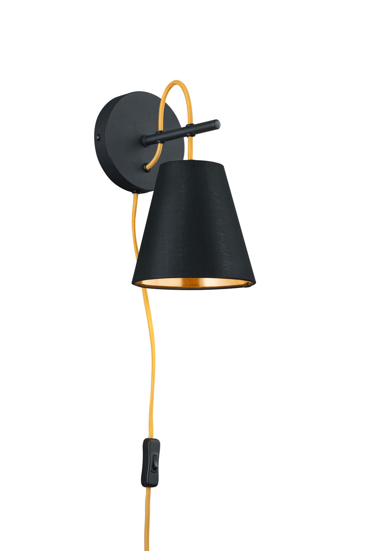 Trio Leuchten Wandleuchte Schwarz, Gold 15x26.5 cm