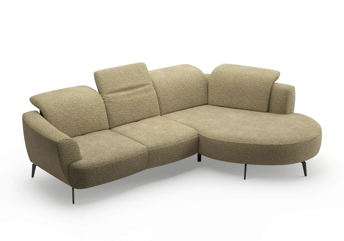 ECKSOFA ZOE E Olivgrün Chenille  - Schwarz/Olivgrün, KONVENTIONELL, Textil/Metall (309/199cm) - Sit & More