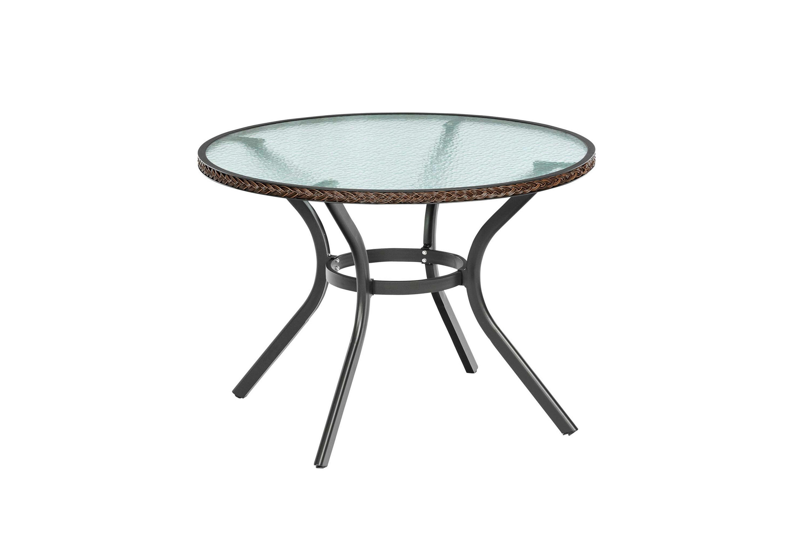 GARTENTISCH Metall, Kunststoff, Glas Graphitfarben, Dunkelbraun rund  - Dunkelbraun/Graphitfarben, KONVENTIONELL, Glas/Kunststoff (104/104/74cm) - Gardenson