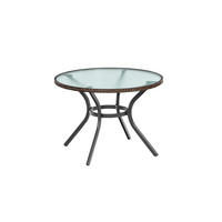 GARTENTISCH Metall, Kunststoff, Glas Graphitfarben, Dunkelbraun rund  - Dunkelbraun/Graphitfarben, KONVENTIONELL, Glas/Kunststoff (104/104/74cm) - Gardenson