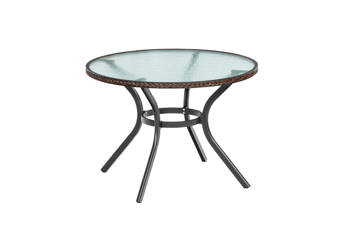 GARTENTISCHGRUPPE Aluminium  - Dunkelbraun/Graphitfarben, KONVENTIONELL, Glas/Kunststoff - Gardenson