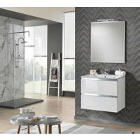 BADEZIMMER 3-teilig  in  - Weiß Hochglanz/Alufarben, Trend, Glas/Keramik (60/138/46cm) - Belluti