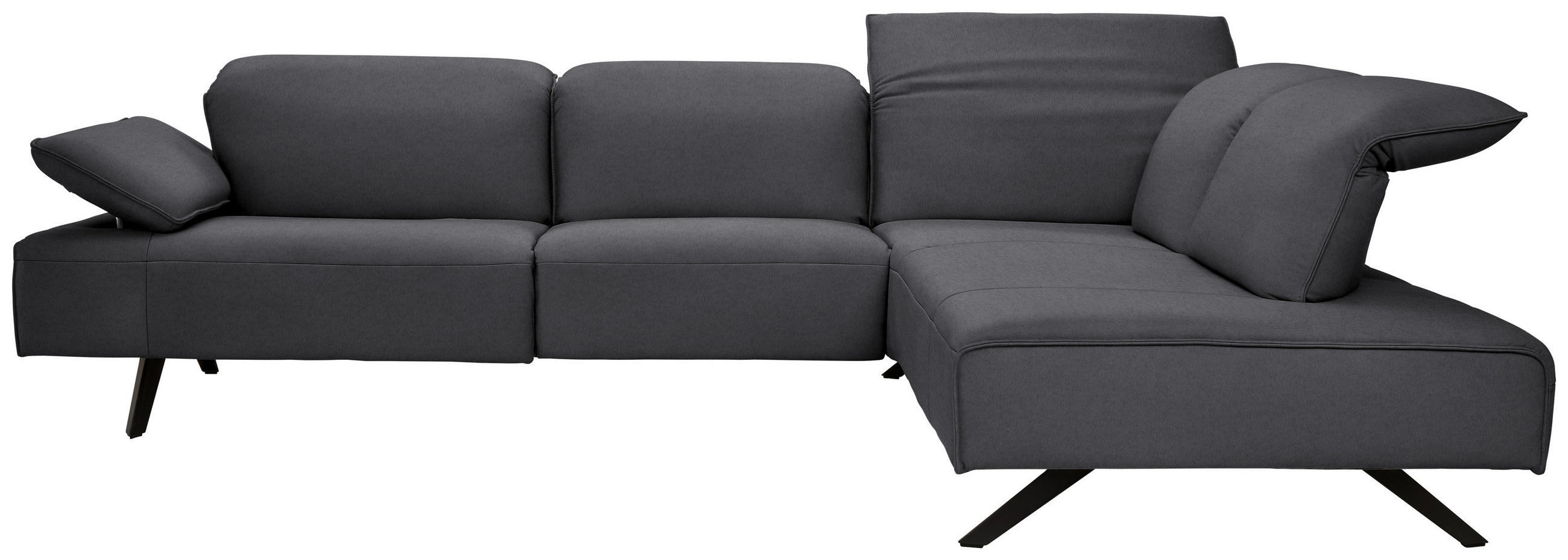 ECKSOFA Echtleder Dunkelgrau  - Dunkelgrau/Anthrazit, Design, Leder/Metall (290/230cm) - Johann Jakob