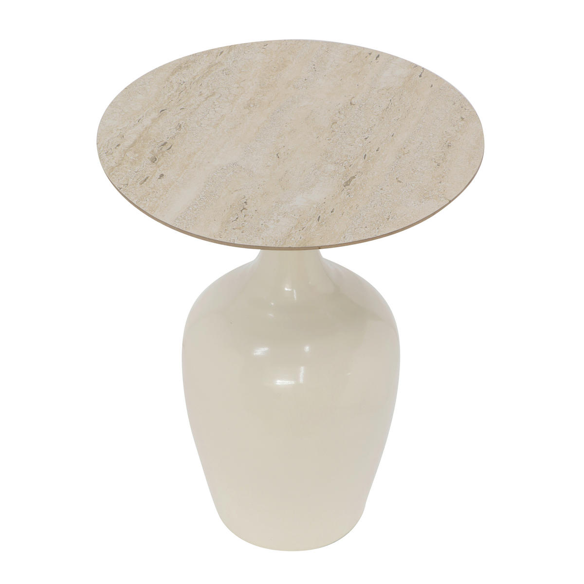 BEISTELLTISCH 40/40/51 cm Creme rund  - Creme, MODERN, Keramik/Metall (40/40/51cm) - Milino