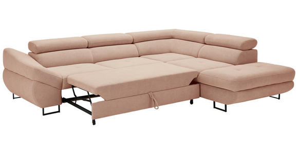 ECKSOFA in Webstoff Altrosa  - Schwarz/Altrosa, Design, Textil/Metall (280/235cm) - Hom`in