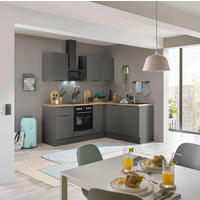 ECKKÜCHE 210/165 cm  in Graphitfarben  - Schwarz/Graphitfarben, Basics, Holzwerkstoff/Metall (210/165cm) - Carryhome