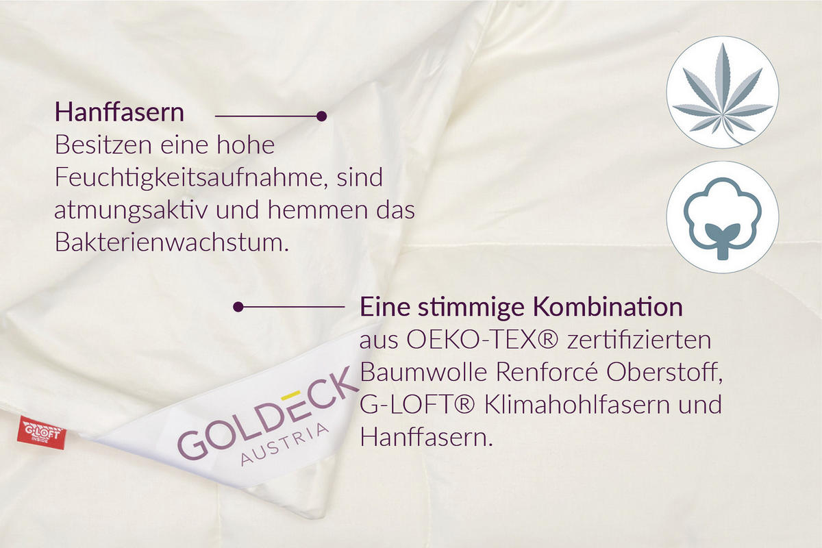 HANF-GANZJAHRESDECKE 200/200 cm Hanf Aktiv  - Champagner, Basics, Naturmaterialien/Textil (200/200cm) - Goldeck Austria