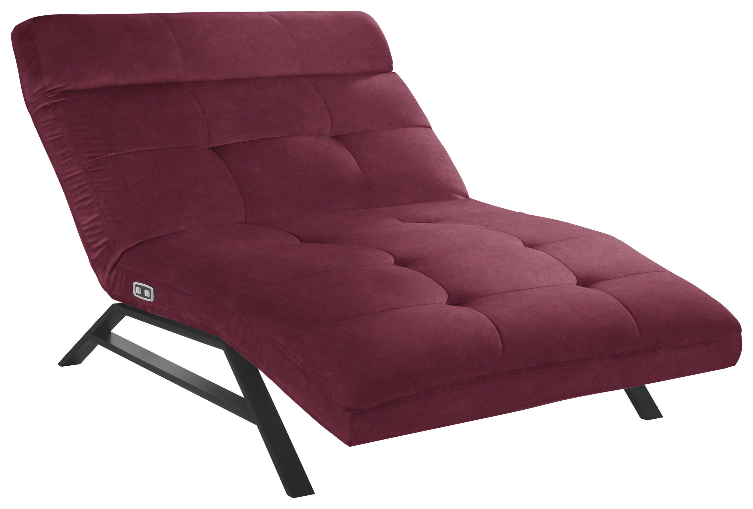 Liege mit motorischer Relaxfkt Mikrofaser Beere  - Beere/Schwarz, Design, Textil/Metall (120/54-113/158-198cm) - Pure Home Lifestyle