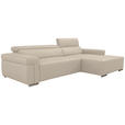 ECKSOFA DUA in Echtleder Beigebraun  293/170 cm  - Chromfarben/Beigebraun, Design, Leder/Metall (293/170cm) - Novel