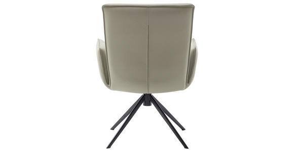 ARMLEHNSTUHL  Lederauswahl, Wippfunktion, Sitzfläche 360° drehbar  Echtleder  - Creme/Schwarz, Design, Leder/Metall (63/89/65cm) - Valnatura