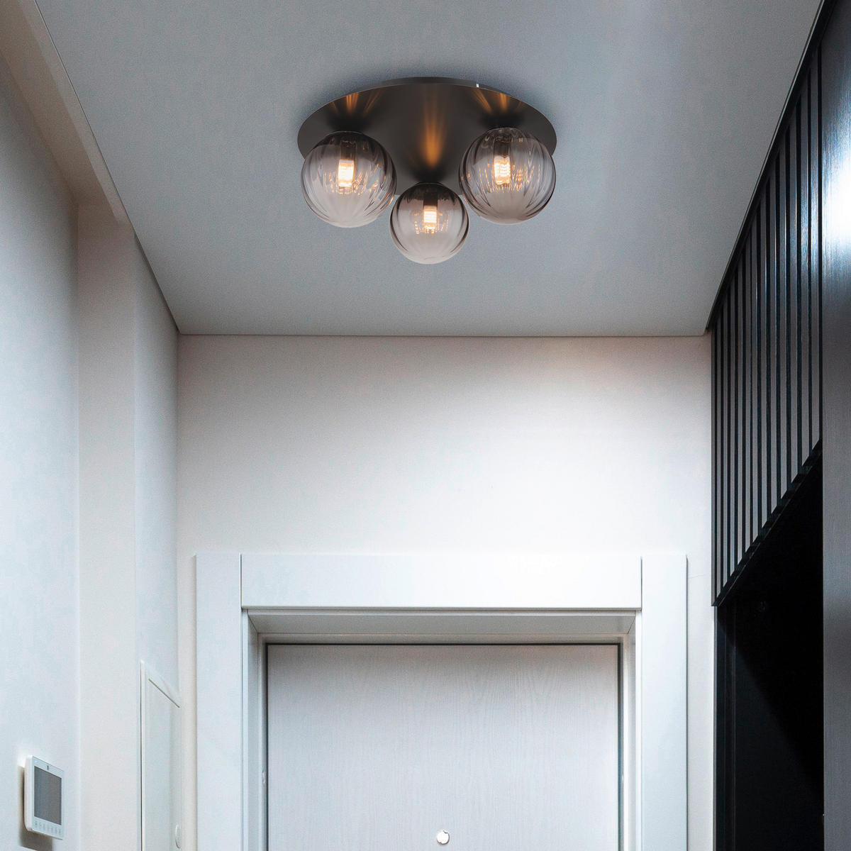 STROPNA SVETILKA 35/15 cm   - črna/prozorno, Design, kovina/steklo (35/15cm) - Globo