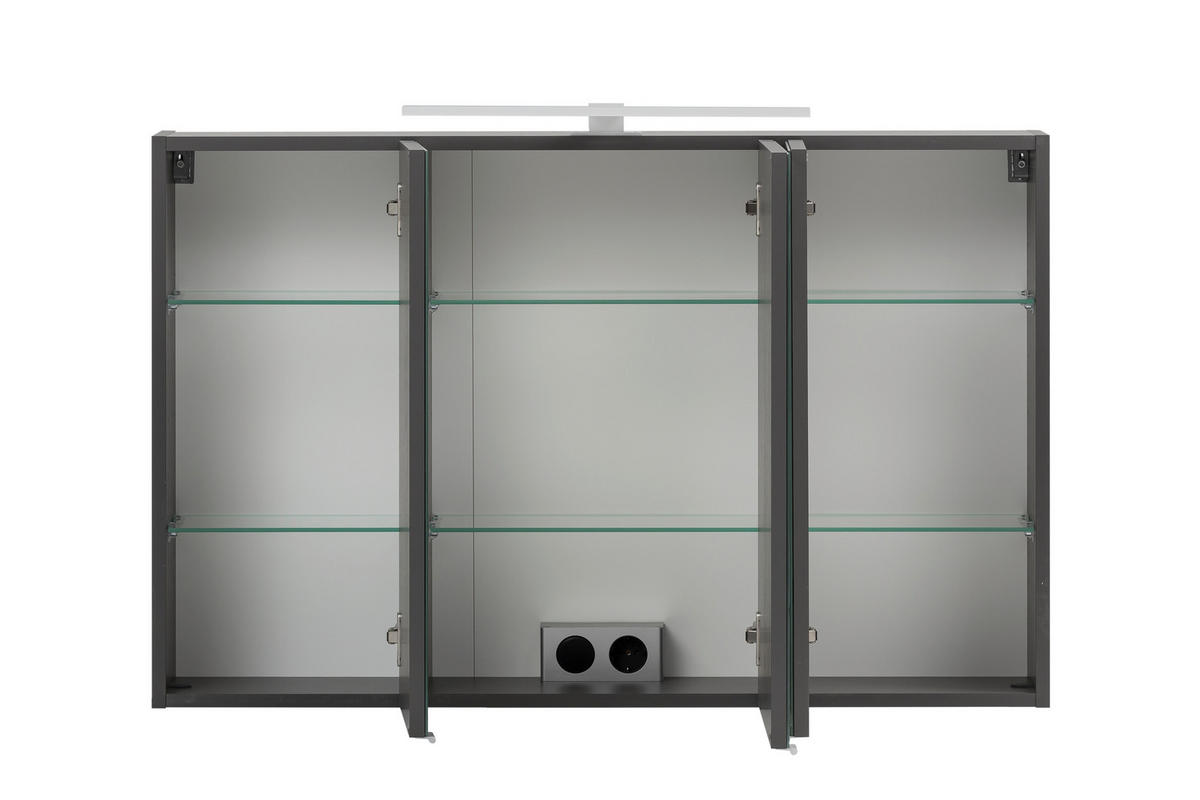SPIEGELSCHRANK 100/64/20 cm  - Graphitfarben, Natur, Holzwerkstoff (100/64/20cm) - Xora