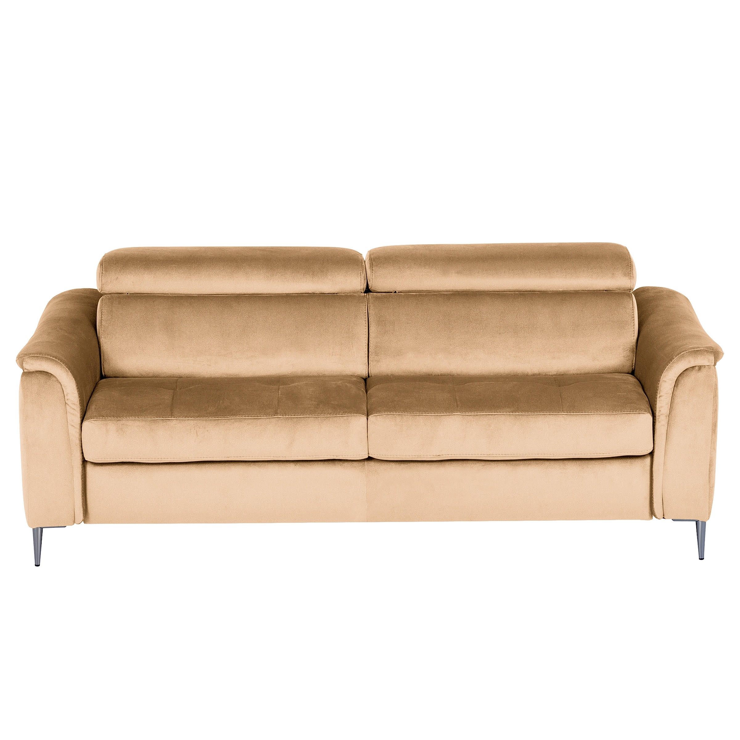 SCHLAFSOFA Samt Beige Liegefunktion, Rücken echt  - Beige/Schwarz, Design, Textil/Metall (203/77-98/103cm) - MID.YOU