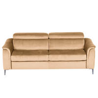 SCHLAFSOFA Samt Beige Rücken echt, Liegefunktion  - Beige/Schwarz, Design, Textil/Metall (203/77-98/103cm) - MID.YOU
