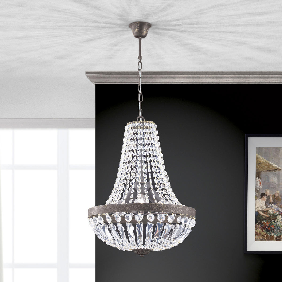 KRISTALL-HÄNGELEUCHTE 40/120 cm   - Bronzefarben, LIFESTYLE, Glas/Metall (40/120cm)