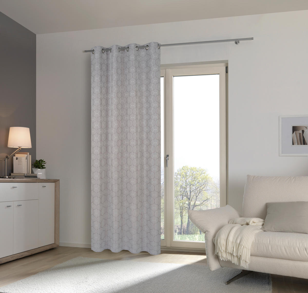 ZÁVES S OČKAMI, nepriehľadné, 140/245 cm - sivohnedá, Konventionell, textil (140/245cm) - Esposa