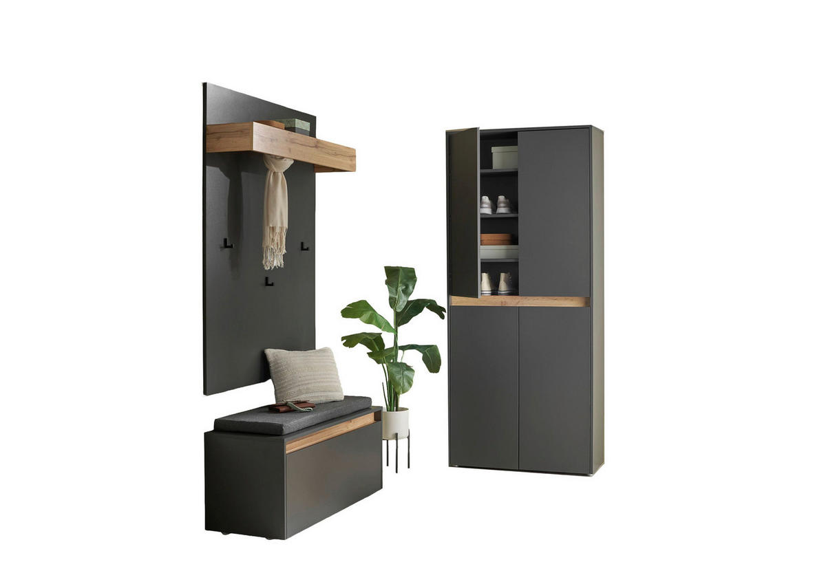 GARDEROBE 4-teilig  in 185/200/40 cm  - Anthrazit/Eiche Wotan, Design, Holzwerkstoff/Textil (185/200/40cm) - Modante