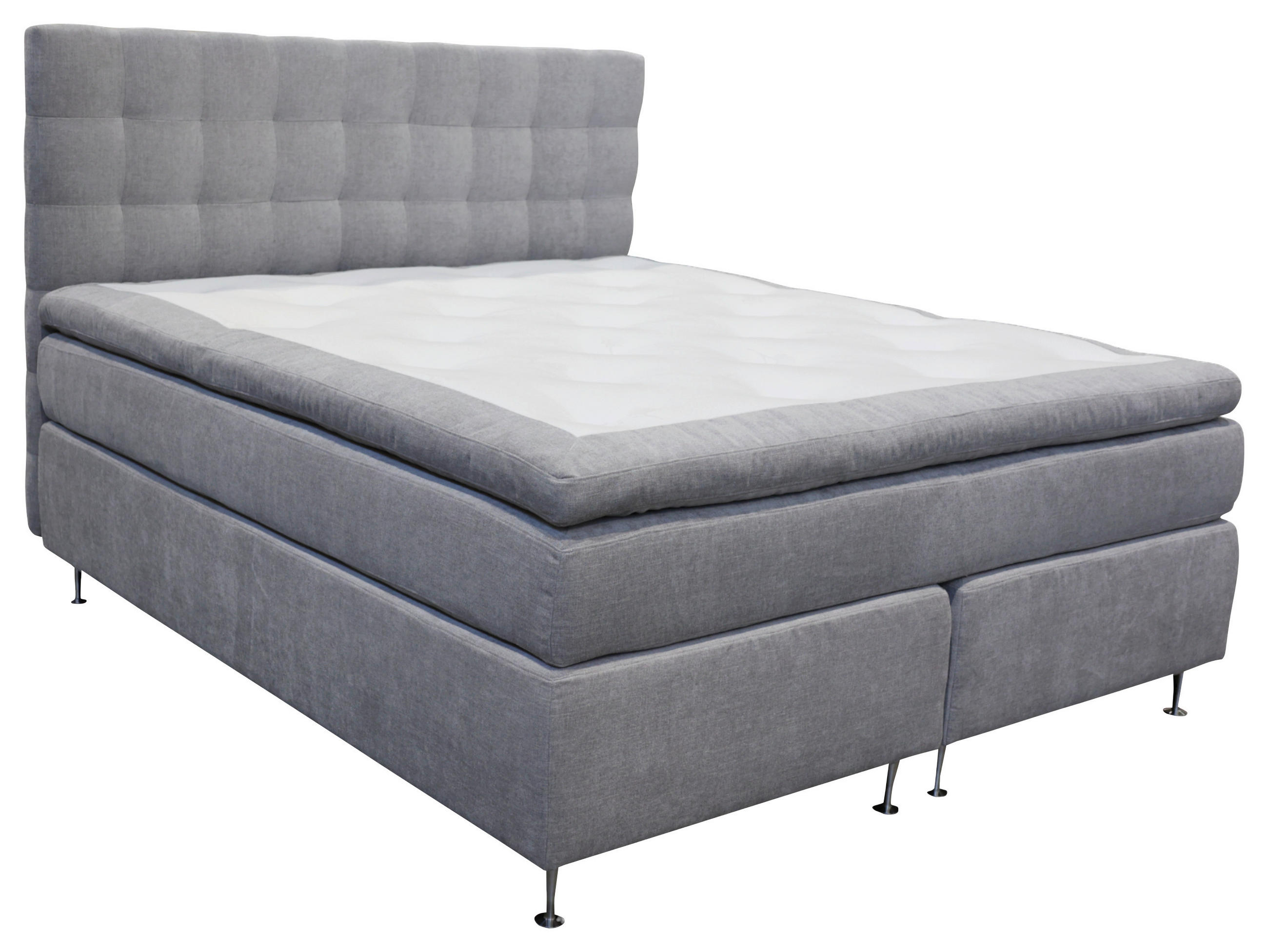 KONTINENTALSÄNG 180/200 cm  i grå  - grå, Klassisk, metall/trä (180/200cm) - Cassando