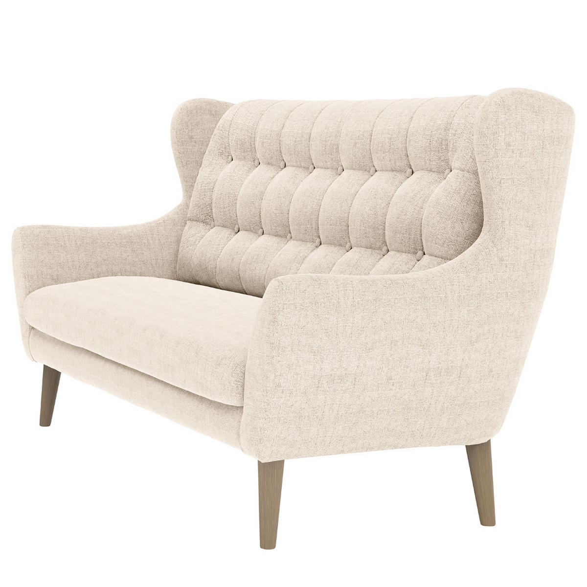 3-SITZER-SOFA in Webstoff Silberfarben  - Eichefarben/Silberfarben, Konventionell, Holz/Textil (197/107/94cm) - Trendmanufaktur