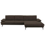 ECKSOFA  in Velours Dunkelbraun  310/180 cm  - Dunkelbraun/Schwarz, Design, Textil/Metall (310/180cm) - Dieter Knoll
