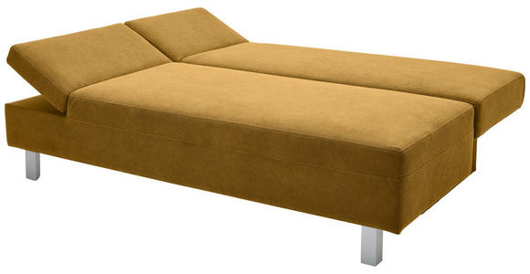 SCHLAFSOFA Flachgewebe Senfgelb  - Chromfarben/Senfgelb, Design, Holz/Textil (205/77-93/99cm) - Novel