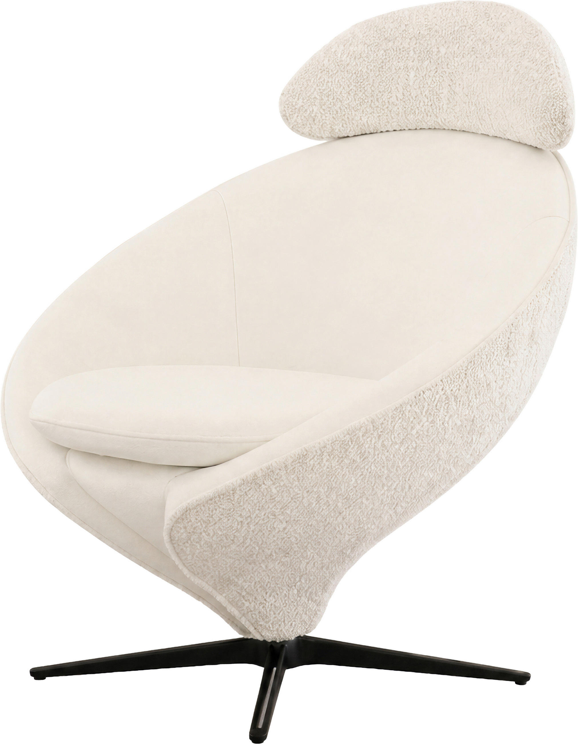 SESSEL in Chenille Echtleder Weiß  - Schwarz/Weiß, Design, Leder/Textil (85/99/79cm) - Koinor