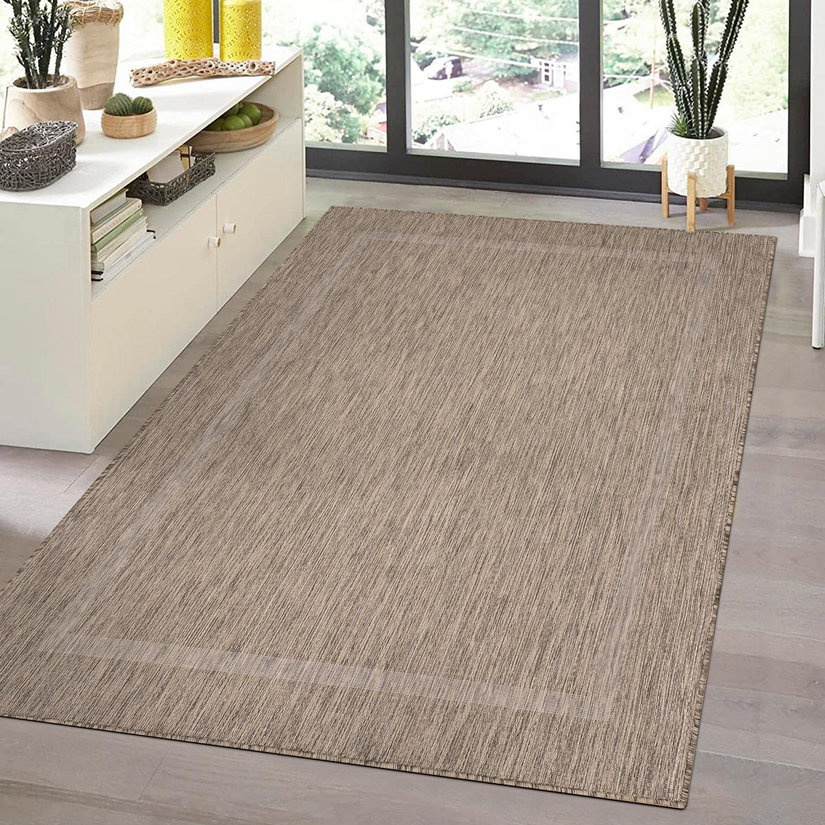 TEPPICH Outdoor Flachgewebe Uni-Design Polypropylen Balkon Braun Läufer 80x250 - Braun, Textil (80/250cm) - KADIMA DESIGN