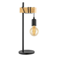 TISCHLEUCHTE Townshend 15,5/50 cm  - Schwarz/Braun, KONVENTIONELL, Holz/Metall (15,5/50cm)