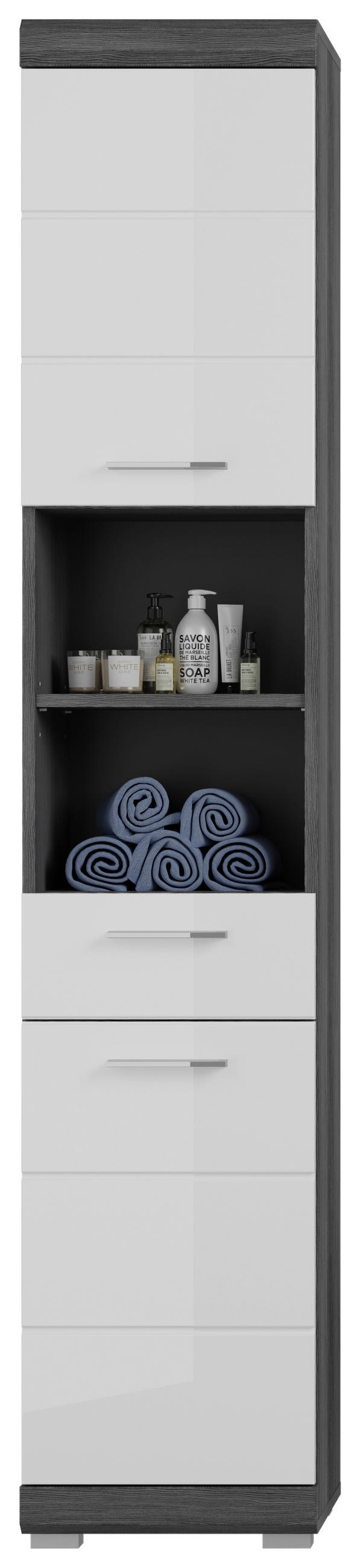 KOPALNICA  siva, bela, visoki sijaj  - siva/bela, Moderno, umetna masa/leseni material (97cm) - MID.YOU