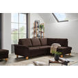 ECKSOFA in Flachgewebe Dunkelbraun  - Eichefarben/Dunkelbraun, Design, Holz/Textil (253/185cm) - Cantus