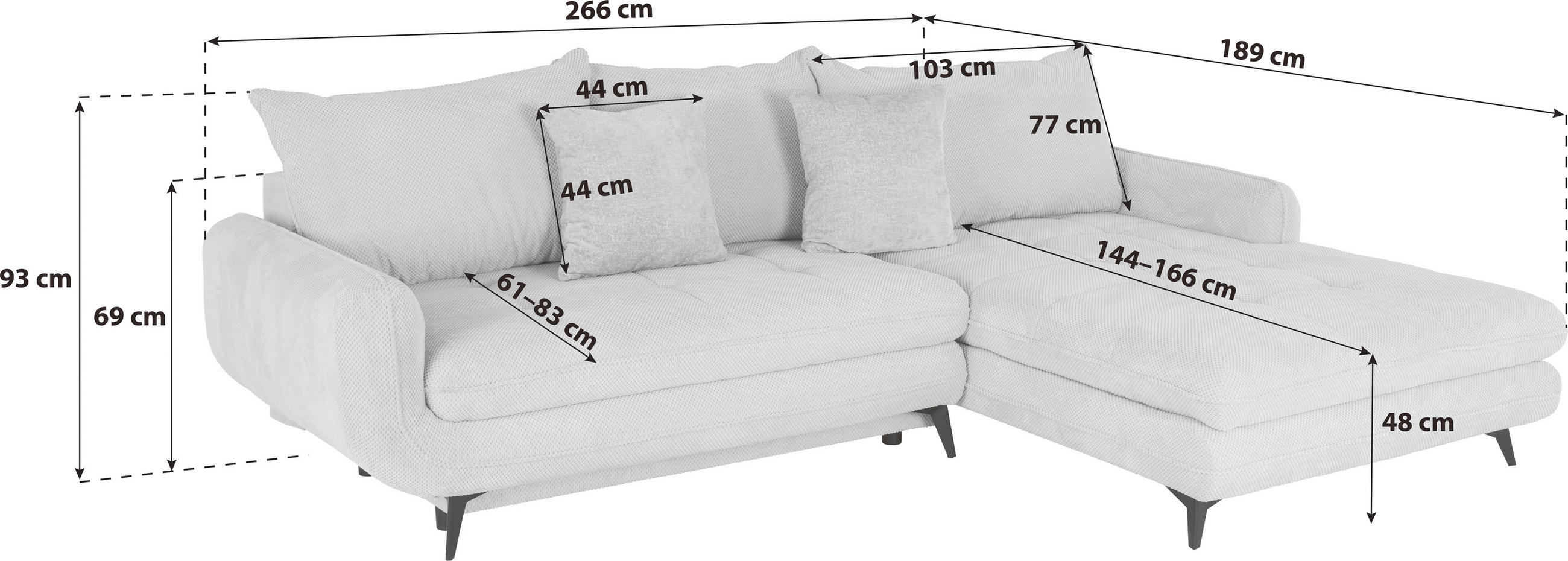 Thumbnail - Mid.you Ecksofa Wave, Dunkelblau, Textil, 3-Sitzer, Füllung: Schaumstoffflocken,Schaumstoffflocken, Ottomane rechts, L-F...