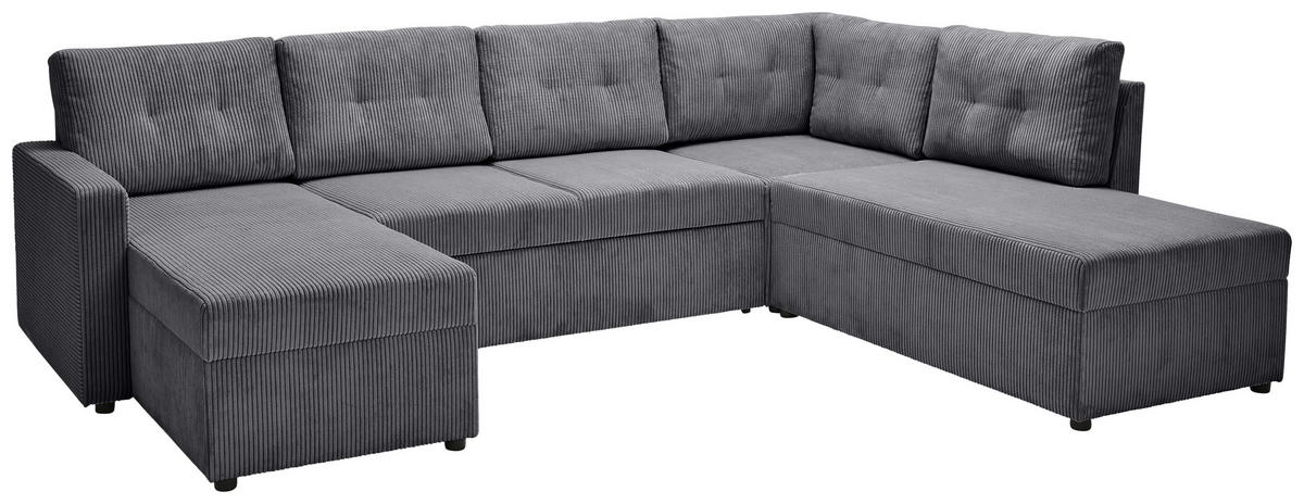 WOHNLANDSCHAFT in Cord Anthrazit  - Anthrazit/Schwarz, Konventionell, Kunststoff/Textil (126/293/155cm) - Ti'me