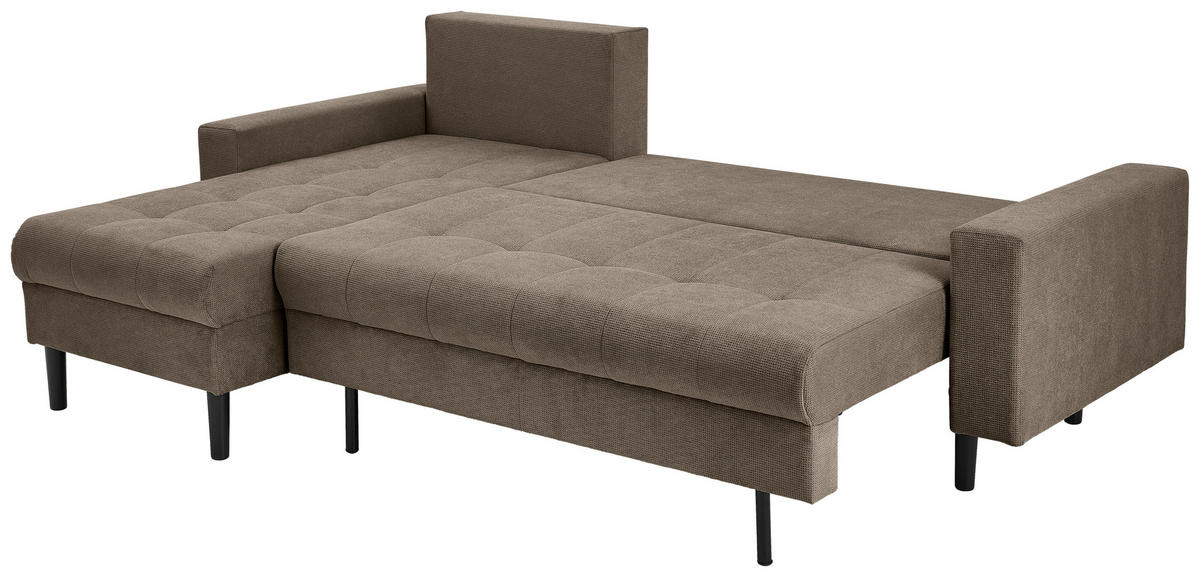 ECKSOFA in Webstoff Braun  - Schwarz/Braun, Konventionell, Kunststoff/Textil (157/231cm) - P & B