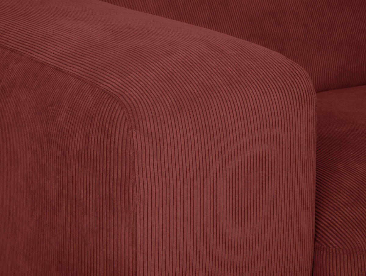 ECKSOFA HANNAH Rot Cord  - Rot/Schwarz, Design, Kunststoff/Textil (252/170cm) - MID.YOU