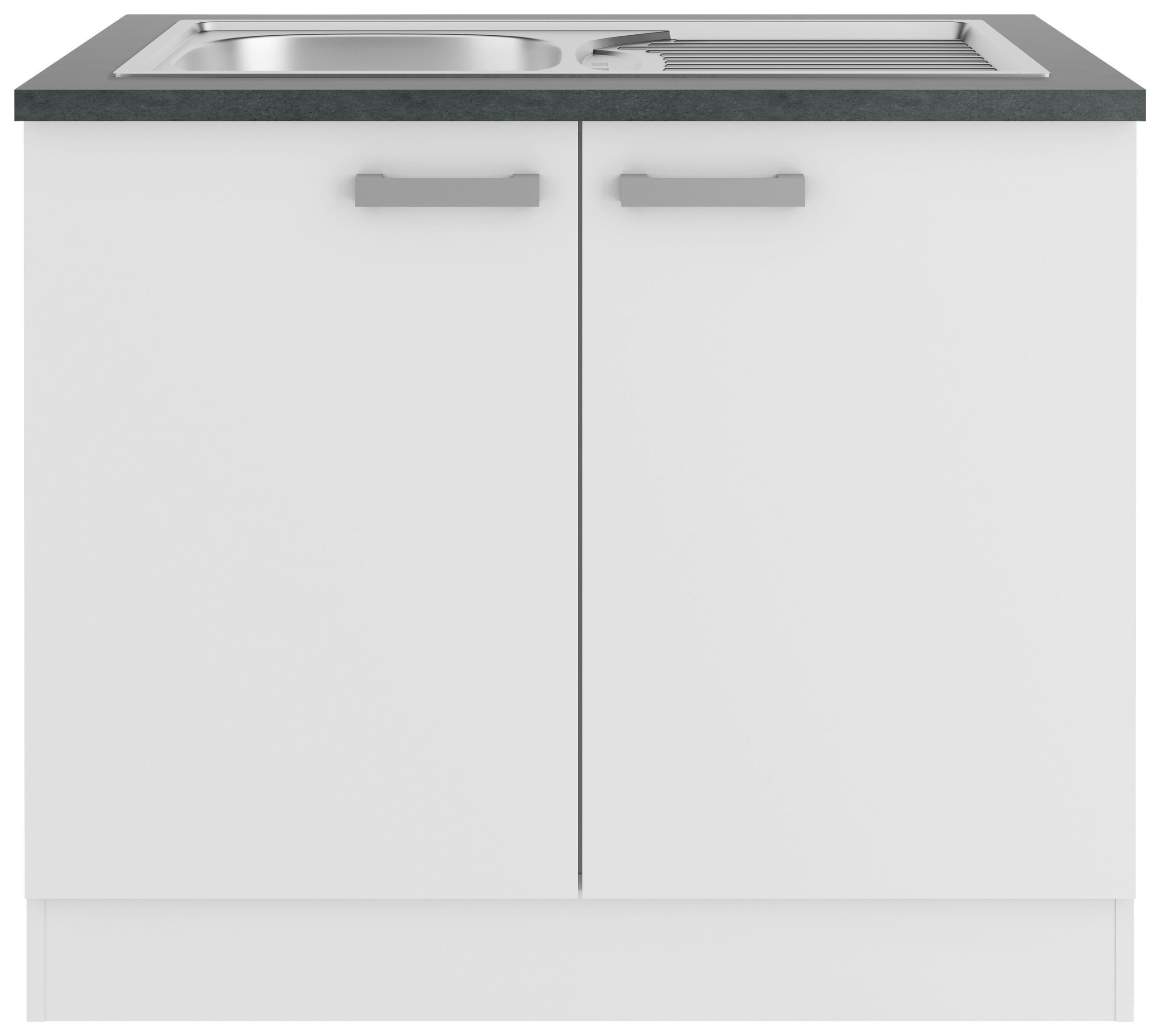 SPÜLENUNTERSCHRANK 100/84,8/60 cm  in Weiß  - Anthrazit/Alufarben, Basics, Holzwerkstoff/Metall (100/84,8/60cm) - Optifit