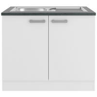SPÜLENUNTERSCHRANK 100/84,8/60 cm  in Weiß  - Anthrazit/Alufarben, Basics, Holzwerkstoff/Metall (100/84,8/60cm) - Optifit