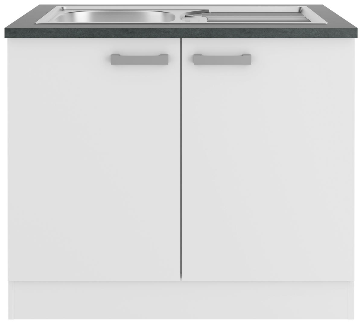 SPÜLENUNTERSCHRANK 100/84,8/60 cm  in Weiß  - Anthrazit/Alufarben, Basics, Holzwerkstoff/Metall (100/84,8/60cm) - Optifit