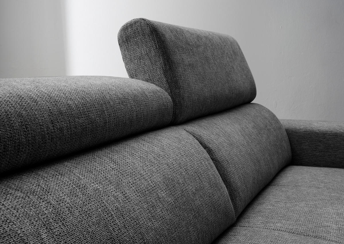 ECKSOFA Anthrazit Chenille  - Anthrazit/Schwarz, KONVENTIONELL, Textil/Metall (188/276cm) - Livetastic