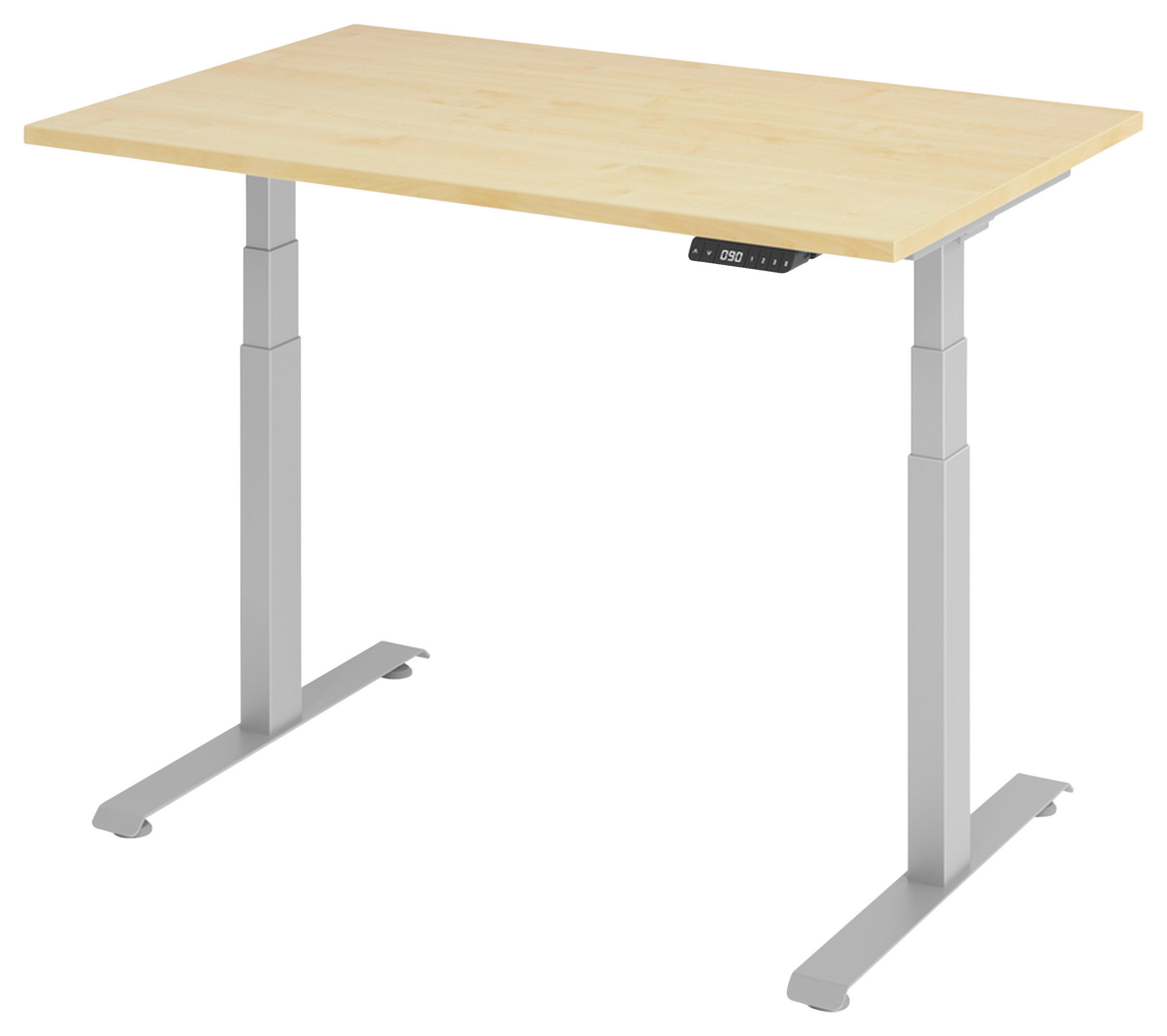 SCHREIBTISCH 120/80/64,5-129,5 cm  in Silberfarben, Ahornfarben  - Silberfarben/Ahornfarben, KONVENTIONELL, Holzwerkstoff/Metall (120/80/64,5-129,5cm) - Venda