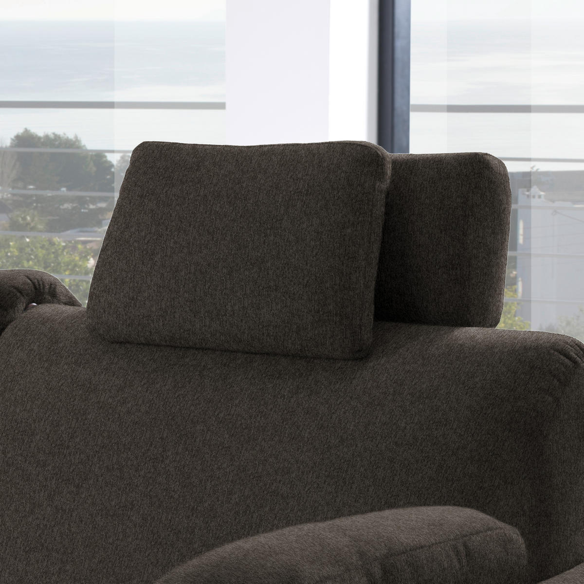 ECKSOFA in Flachgewebe Dunkelbraun  203/261 cm  - Eichefarben/Dunkelbraun, KONVENTIONELL, Holz/Textil (203/261cm) - Sedda