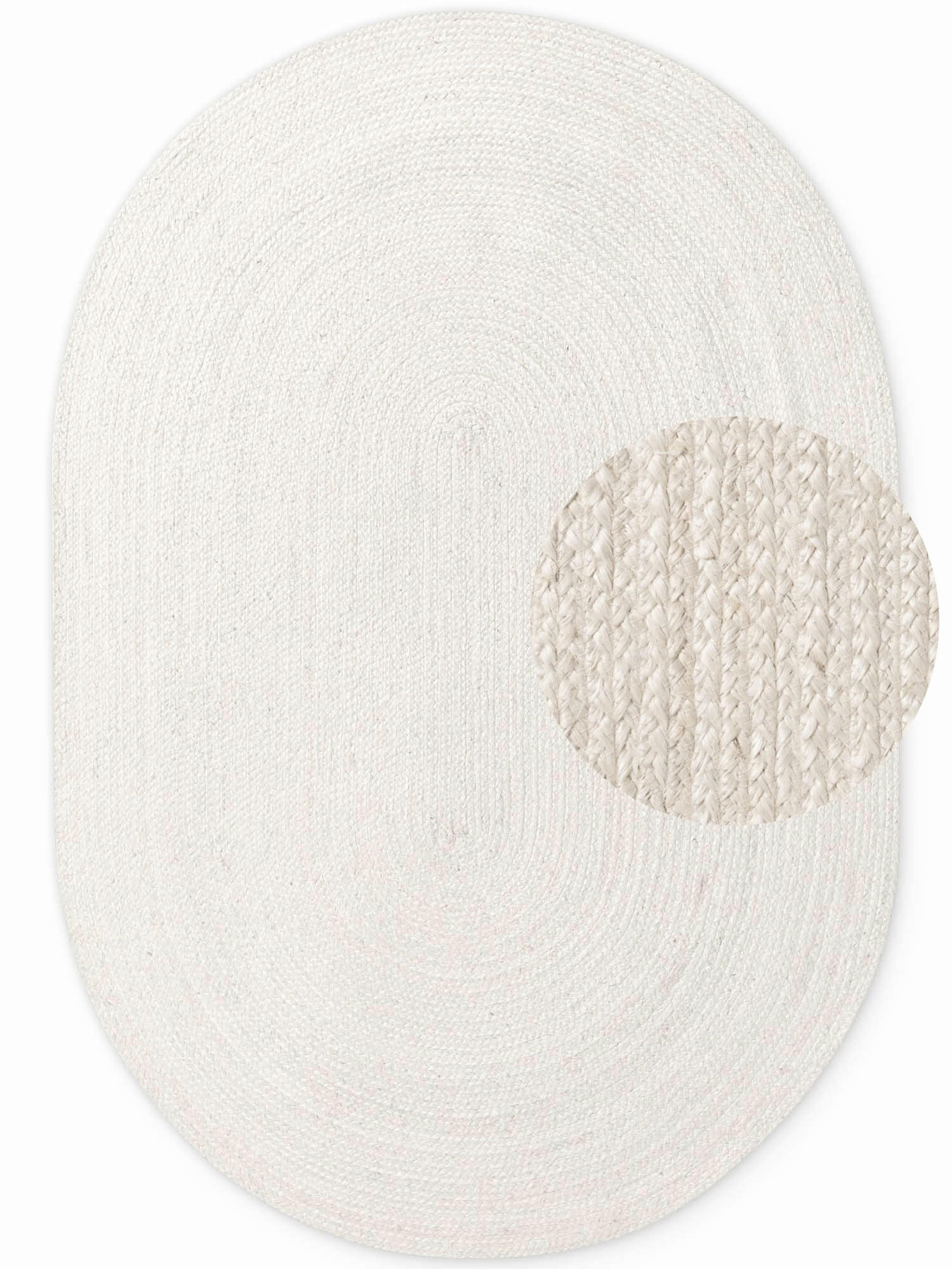 JUTETEPPICH 160/230 cm Jute Braided Weiß  - Weiß, Basics, Textil (160/230cm) - Hanse Home