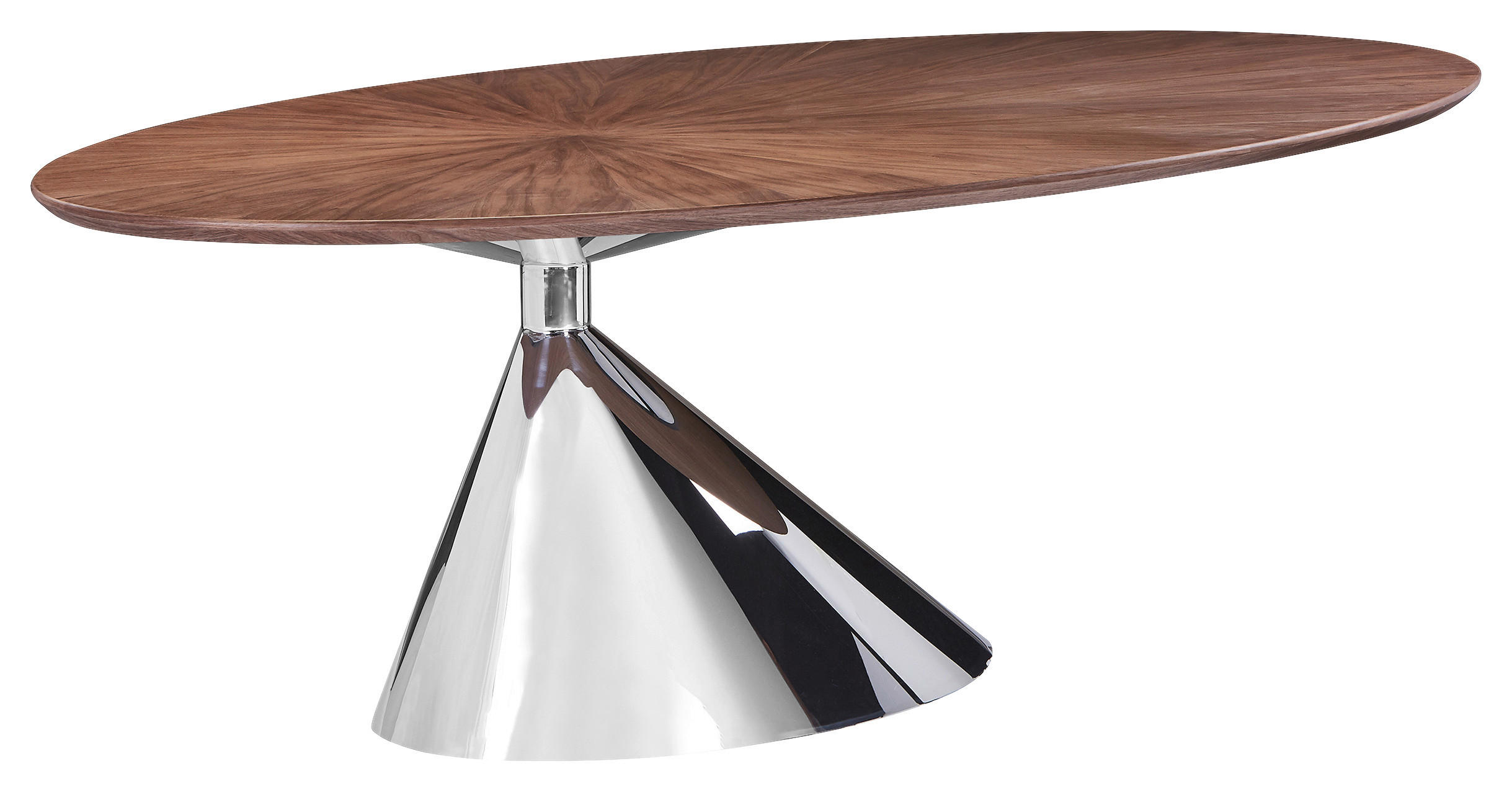 ESSTISCH 220/115/75 cm teilmassiv  Holz, Metall oval Walnussfarben  - Edelstahlfarben/Walnussfarben, Design, Holz/Metall (220/115/75cm) - Novel
