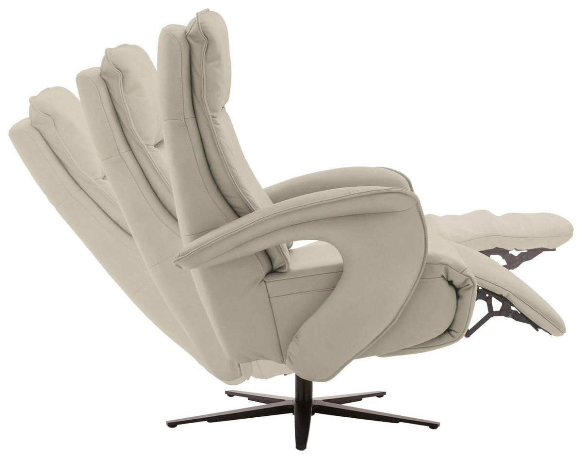 RELAXSESSEL in Leder Ecru  - Ecru/Schwarz, Design, Leder/Metall (77/110/87cm) - Valdera