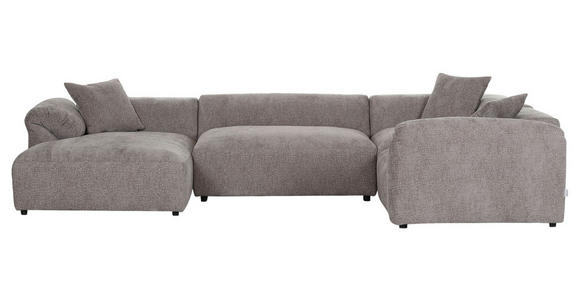 WOHNLANDSCHAFT Braun Flachgewebe - Schwarz/Braun, MODERN, Kunststoff/Textil (178/356/225cm) - Carryhome