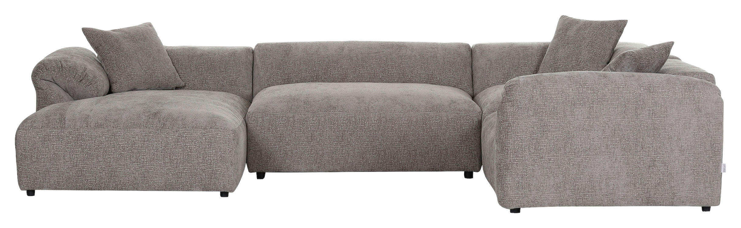 WOHNLANDSCHAFT Braun Flachgewebe - Schwarz/Braun, MODERN, Kunststoff/Textil (178/356/225cm) - Carryhome